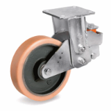 SF/EES MHD - VULKOLLAN® wheels, cast iron centre, fixed electrowelded sprung-loaded bracket type EES MHD