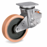 SRP/EES MHD - VULKOLLAN® wheels, cast iron centre, swivel top plate electrowelded sprung loaded bracket type EES MHD