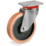 SRP/EP - Vulkolan® wheels, cast iron centre, swivel top plate bracket type "EP"
