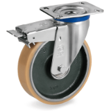 SRP/M FR - Vulkolan® wheels, cast iron centre, swivel top plate bracket type "M" with brake
