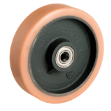 63SC wheel - Ruedas de Vulkolan®, núcleo de hierro fundido, buje con alojamiento para cojinete a bolas