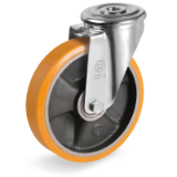 SRFP/NL - "TR" polyurethane wheels, cast iron centre, swivel bolt hole bracket type "NL"