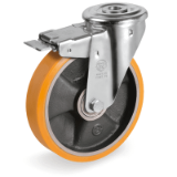 SRFP/NL FR - "TR" polyurethane wheels, cast iron centre, swivel bolt hole bracket type "NL"