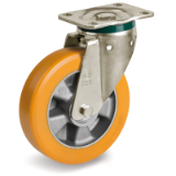65 HT SRP/PT - High thickness "TR" polyurethane wheels, aluminum center, rotating support "PT" type plate