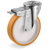 SRFP/NL FR - "TR" polyurethane wheels, polyamide 6 centre, swivel bolt hole bracket type "NL" with brake