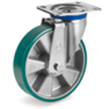 TR polyurethane wheels, aluminium centre, medium duty brackets type (M)