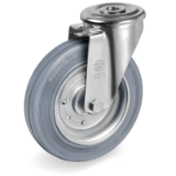 SRFP/NL - Standard rubber wheels, swivel bolt hole bracket type "NL"