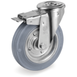 SRFP/NL FR - Standard rubber wheels, swivel bolt hole bracket type "NL" with brake