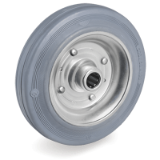 23PSDCR - Non-marking standard rubber wheels, pressed steel disc, roller bearing bore