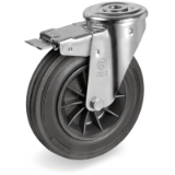 SRFP/NL FR - Standard rubber wheels, swivel bolt hole bracket type "NL" with brake