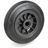 52PPCR - Standard rubber wheels, polypropylene centre, roller bearing bore