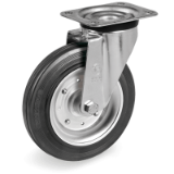 SRP/NL - Standard rubber wheels, swivel top plate bracket type "NL"