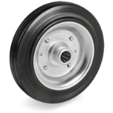 53PSDCR - Standard rubber wheels, pressed steel discs, roller bearing bore