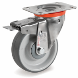 SRP/NLX FR - Thermoplastic rubber wheels, swivel top plate bracket type "NLX" with brake
