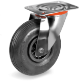 Pneumatic wheel, four ribbed tyre, with polypropylene centre