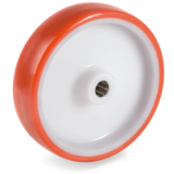 60P6CRX - Injection polyurethane wheels, 55 shore D, polyamide 6 centre, stainless steel roller bearing bore