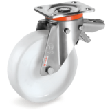 SRP/PX FR - Solid polyamide 6 wheels, stainless steel swivel top plate bracket type "PX" with brake