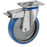 SRP/M FR - "SIGMA ELASTIC" rubber wheels, swivel top plate bracket type "M" with brake