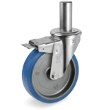 SRC/NL FR - "SIGMA ELASTIC" rubber wheels, swivel bracket with stem type "NL" with brake