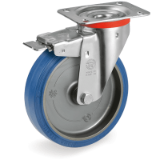 SRP/NL FR - "SIGMA ELASTIC" rubber wheels, swivel top plate bracket type "NL" with brake