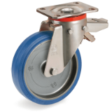 SRP/P FR - "SIGMA ELASTIC" rubber wheels, swivel top plate bracket type "P" with brake