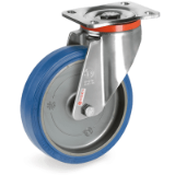 SRP/PX - "SIGMA ELASTIC" rubber wheels, stainless steel swivel top plate bracket type "PX"