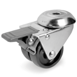 SRFP FR GEMELLATA - Twin solid polyamide 6 wheels for institutional applications swivel bolt hole brackets with front locking brake