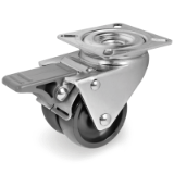 SRP FR GEMELLATA - Twin solid polyamide 6 wheels for institutional applications swivel top plate brackets with front locking brake