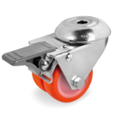 SRFP FR GEMELLATA - Twin thermoplastic polyurethane wheels for institutional applications swivel bolt hole brackets with front locking brake