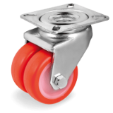Twin thermoplastic polyurethane wheels with polyamide 6 center - Twin thermoplastic polyurethane wheels with swivel top plate brackets