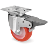 36 SRP FR NX - Institutional injection polyurethane wheels, swivel top plate bracket with brake